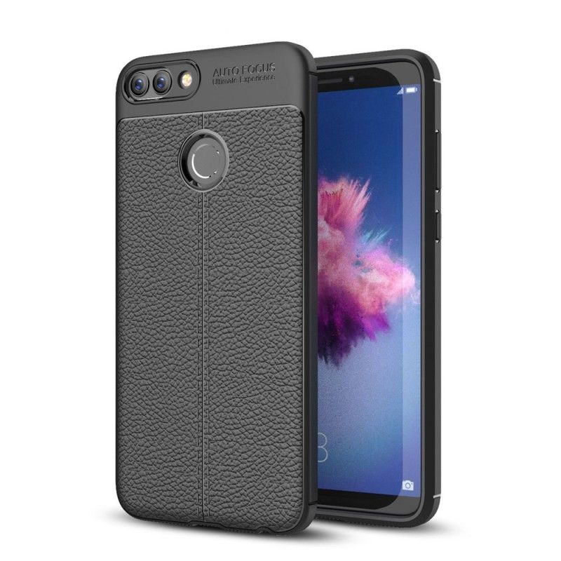 Coque Huawei P Smart Effet Cuir Litchi Double Line
