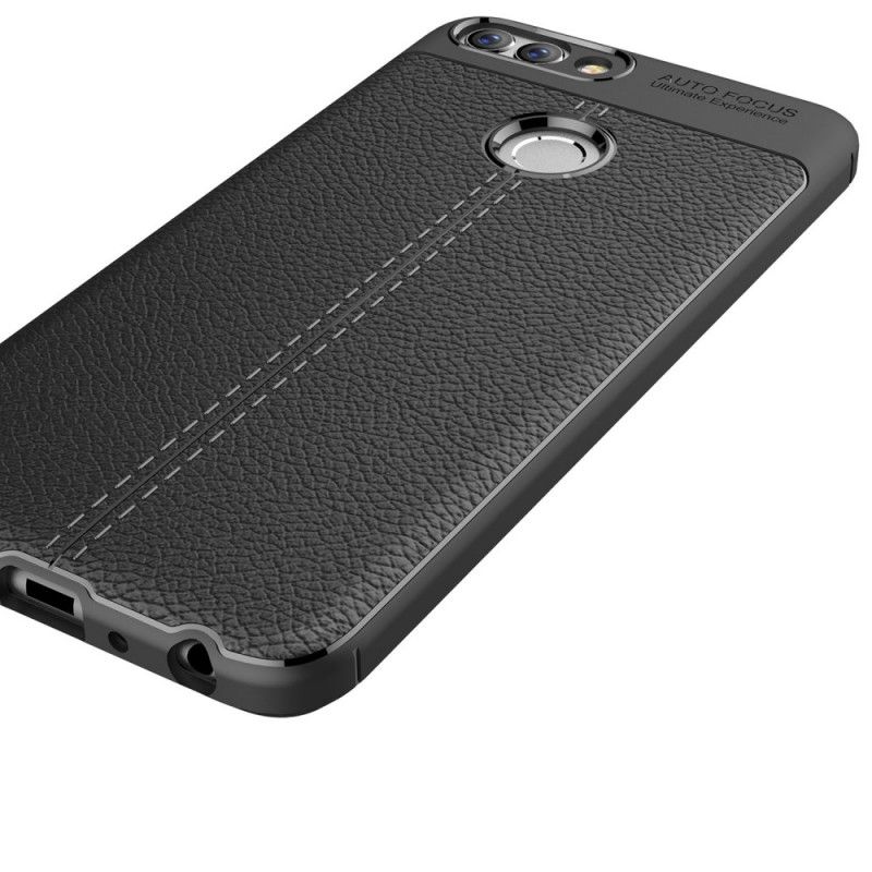 Coque Huawei P Smart Effet Cuir Litchi Double Line