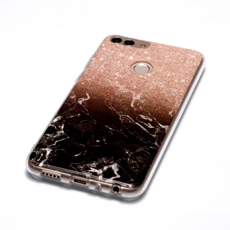 Coque Huawei P Smart Marbre Paillettes