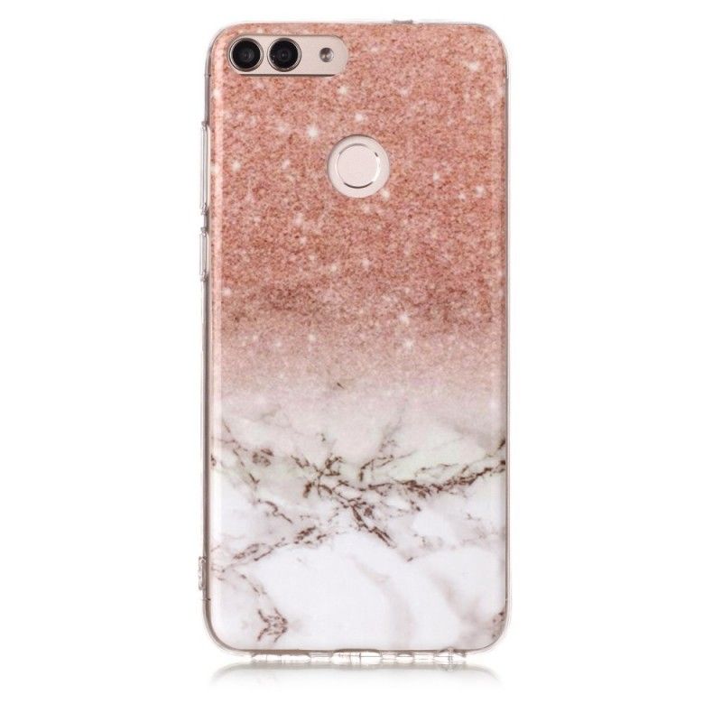 Coque Huawei P Smart Marbre Paillettes