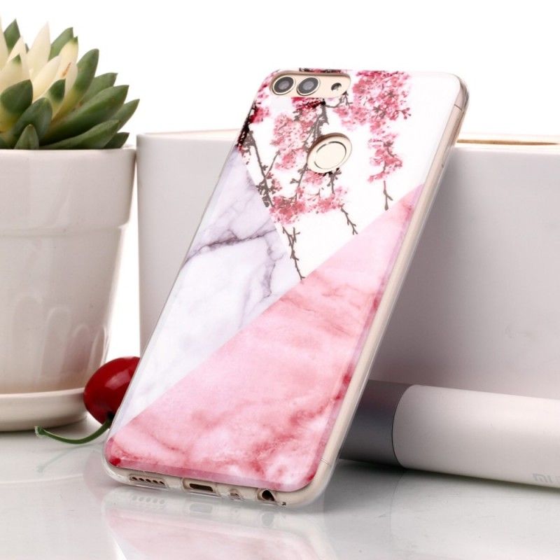 Coque Huawei P Smart Marbrée Fleurs De Prunier