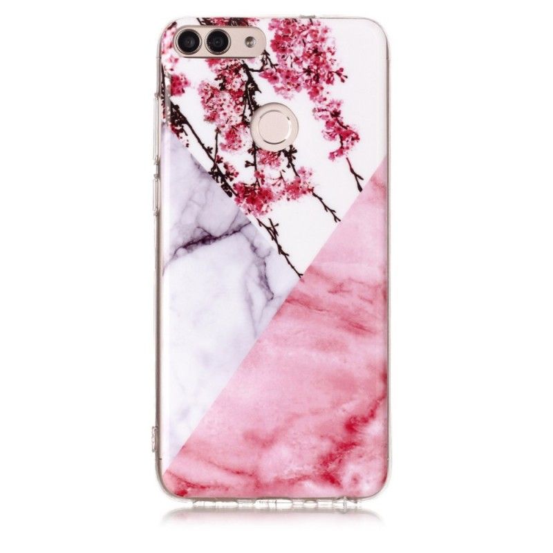 Coque Huawei P Smart Marbrée Fleurs De Prunier