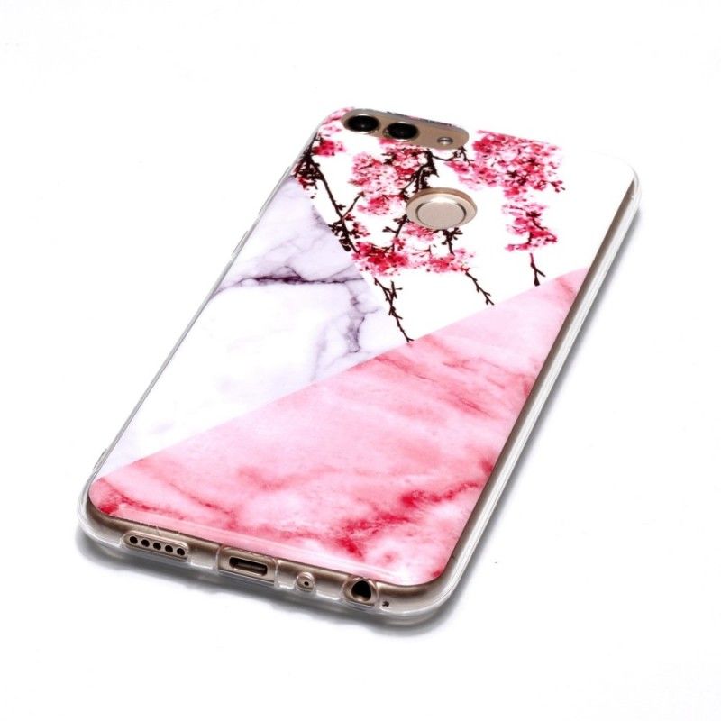 Coque Huawei P Smart Marbrée Fleurs De Prunier