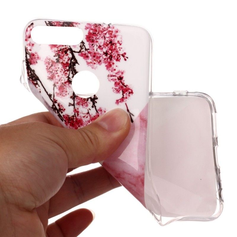 Coque Huawei P Smart Marbrée Fleurs De Prunier