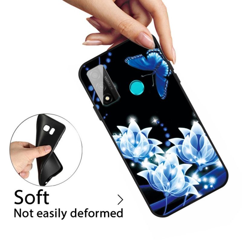 Coque Huawei P Smart Papillon Et Fleurs Bleus