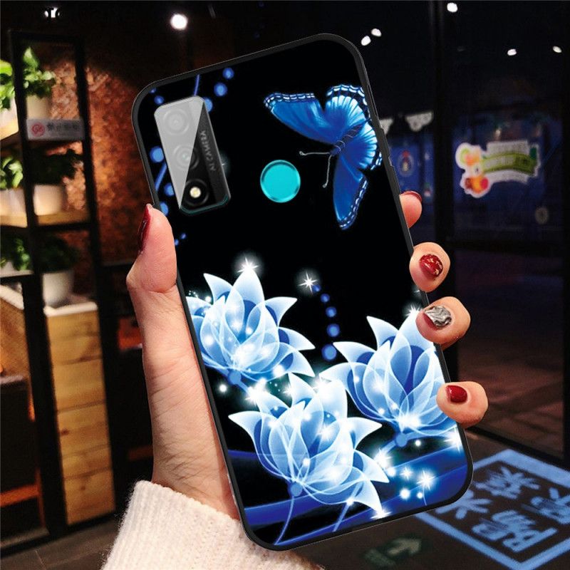 Coque Huawei P Smart Papillon Et Fleurs Bleus
