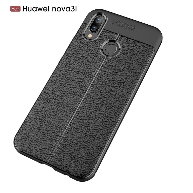 Coque Huawei P Smart Plus Effet Cuir Litchi Double Line