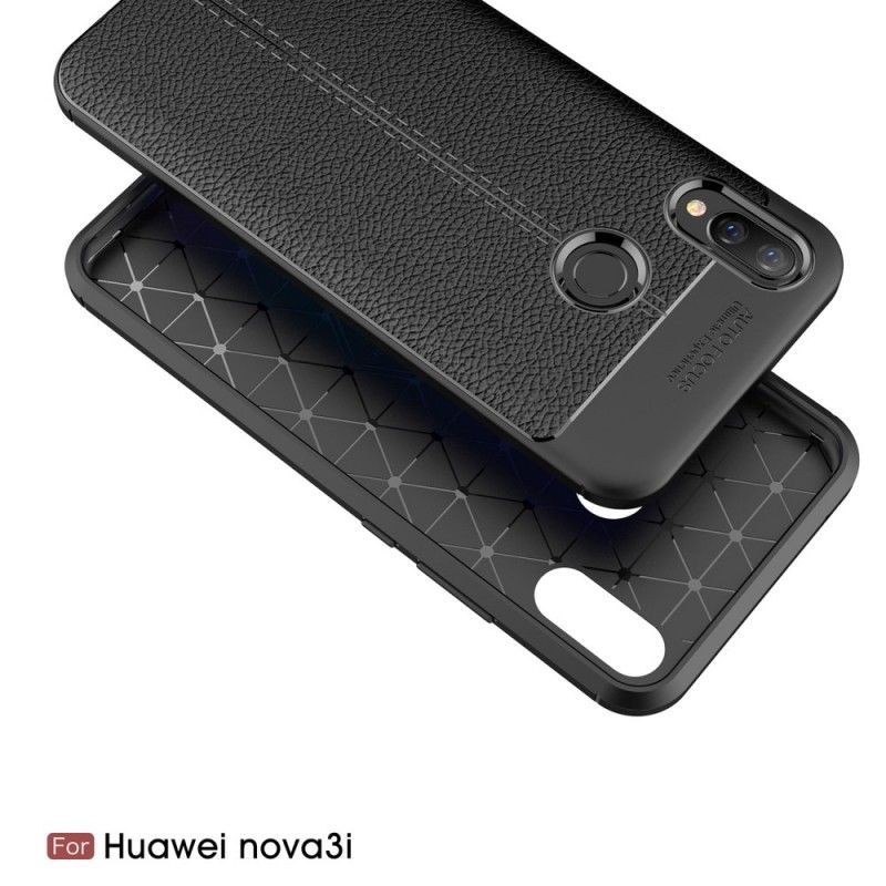 Coque Huawei P Smart Plus Effet Cuir Litchi Double Line