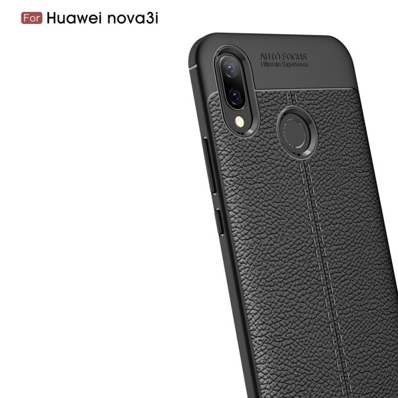 Coque Huawei P Smart Plus Effet Cuir Litchi Double Line