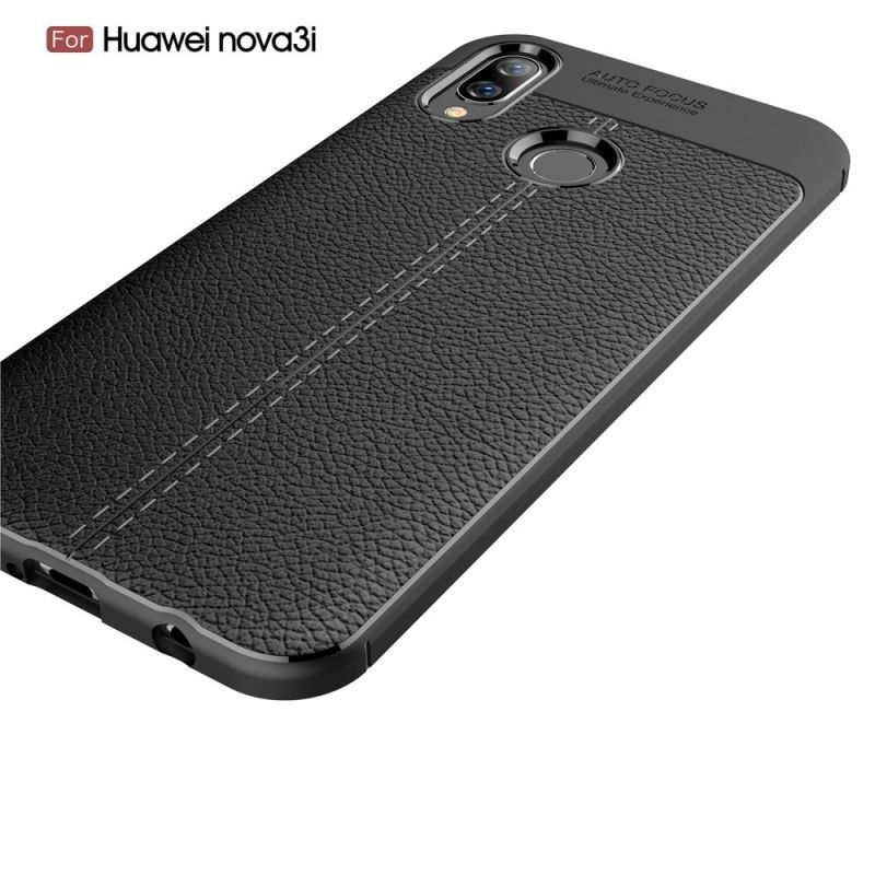 Coque Huawei P Smart Plus Effet Cuir Litchi Double Line