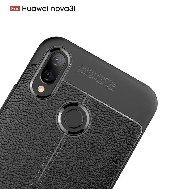 Coque Huawei P Smart Plus Effet Cuir Litchi Double Line