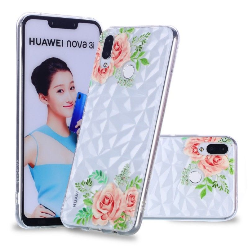 Coque Huawei P Smart Plus Texture Diamant Et Fleurs