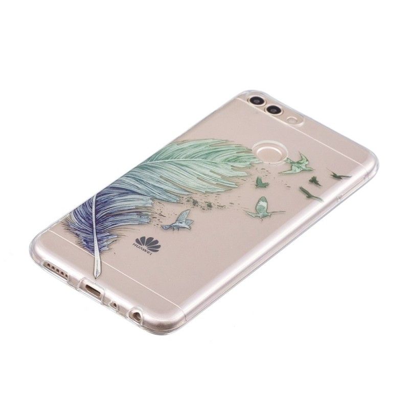 Coque Huawei P Smart Transparente Plume Colorée