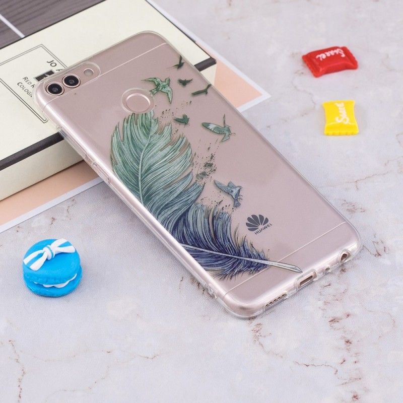 Coque Huawei P Smart Transparente Plume Colorée