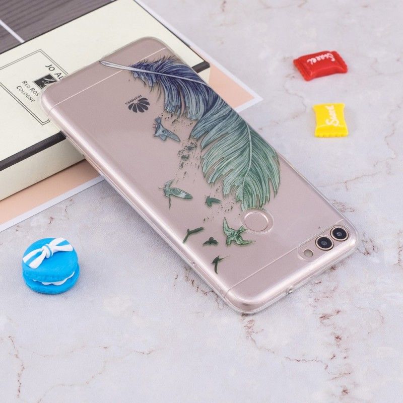 Coque Huawei P Smart Transparente Plume Colorée