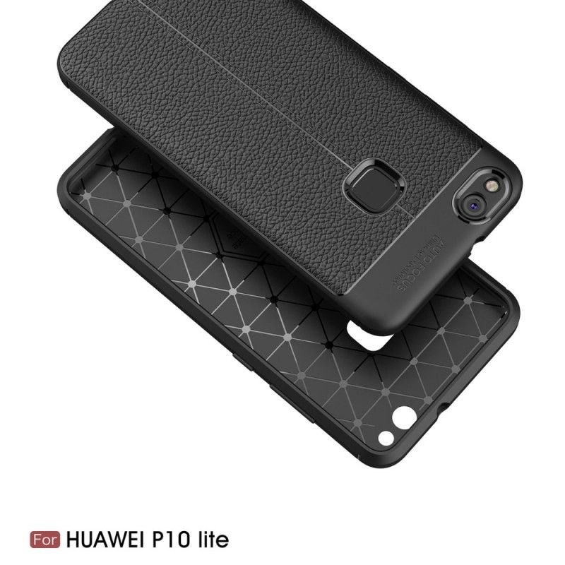 Coque Huawei P10 Lite Effet Cuir Litchi Double Line