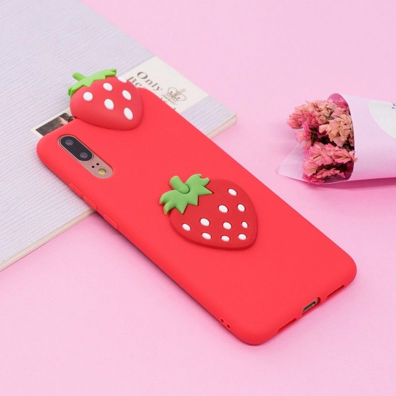 Coque Huawei P20 3d Fraise