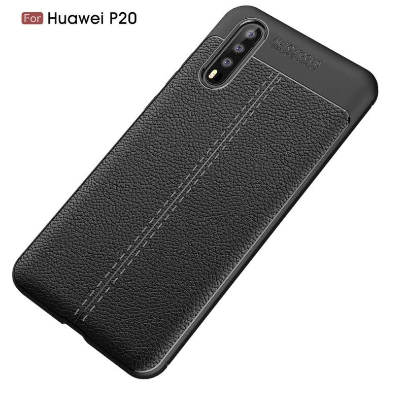 Coque Huawei P20 Effet Cuir Litchi Double Line