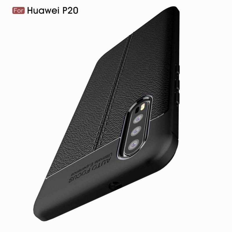 Coque Huawei P20 Effet Cuir Litchi Double Line