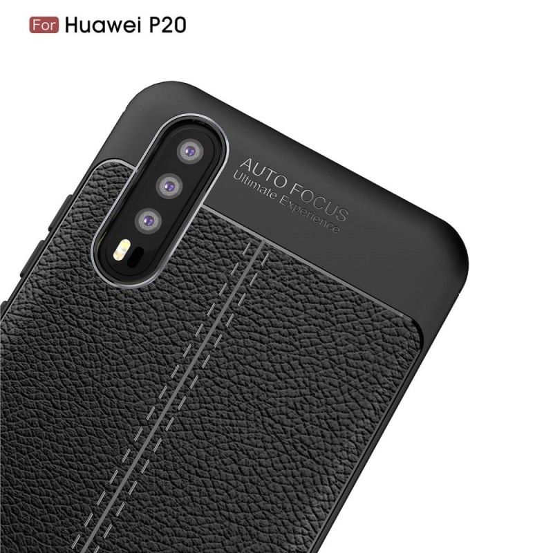 Coque Huawei P20 Effet Cuir Litchi Double Line