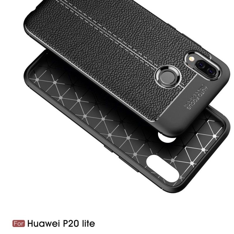 Coque Huawei P20 Lite Effet Cuir Litchi Double Line