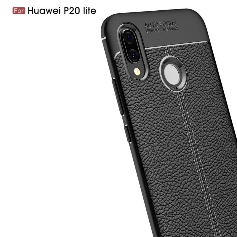 Coque Huawei P20 Lite Effet Cuir Litchi Double Line