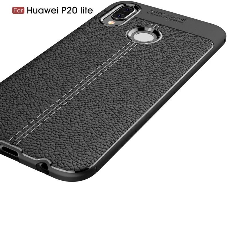 Coque Huawei P20 Lite Effet Cuir Litchi Double Line