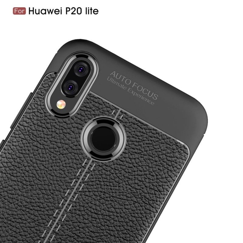 Coque Huawei P20 Lite Effet Cuir Litchi Double Line