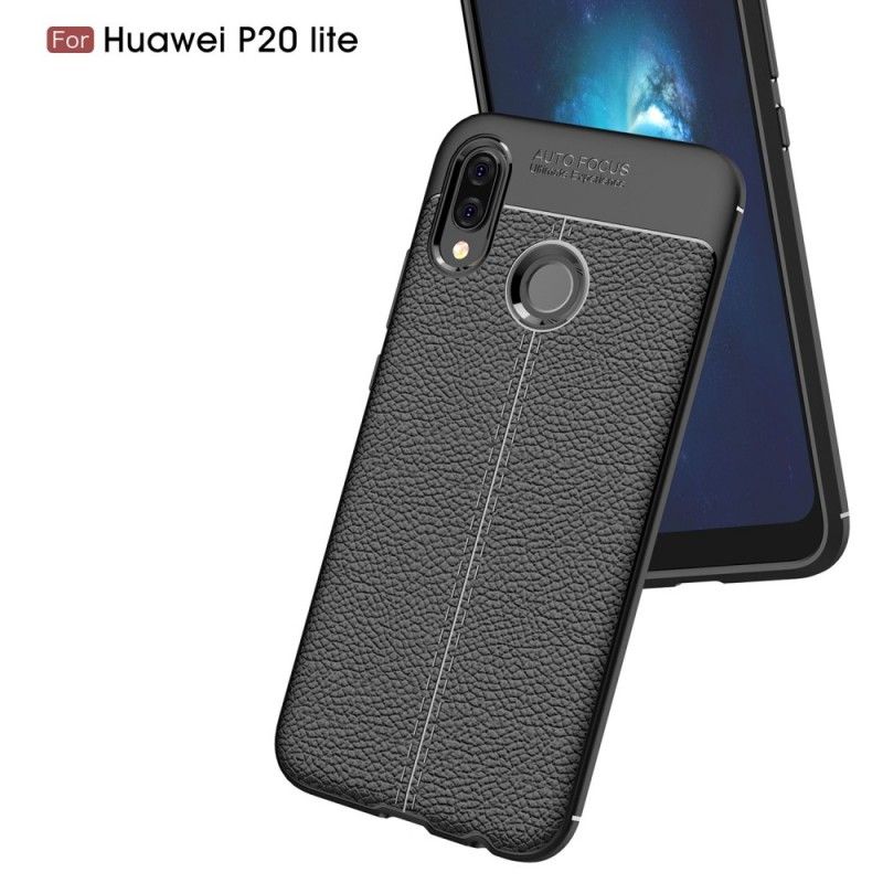 Coque Huawei P20 Lite Effet Cuir Litchi Double Line