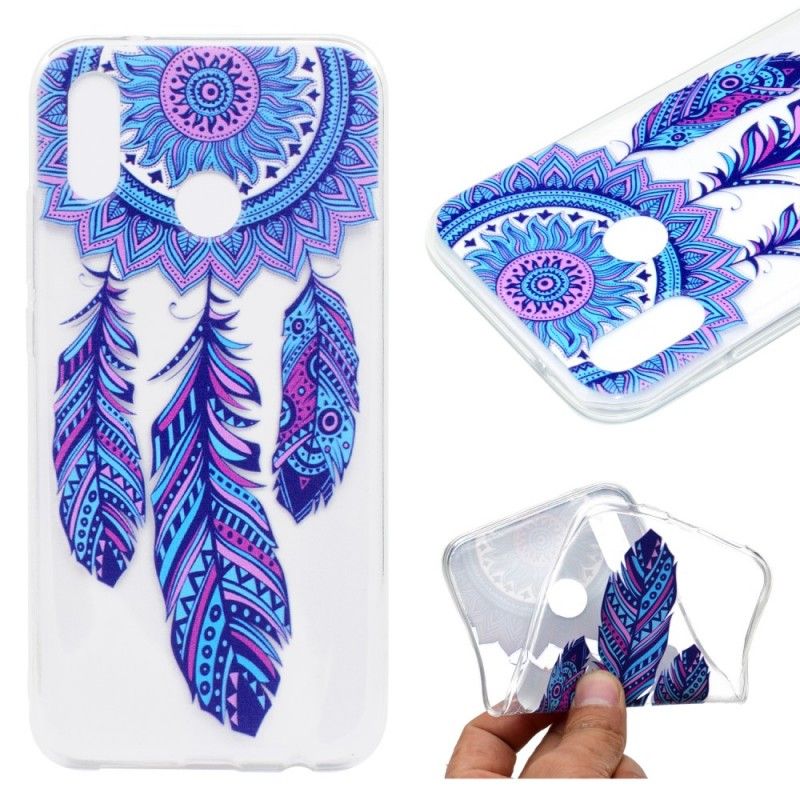 Coque Huawei P20 Lite Transparente Attrape Rêves Plumes Bleues