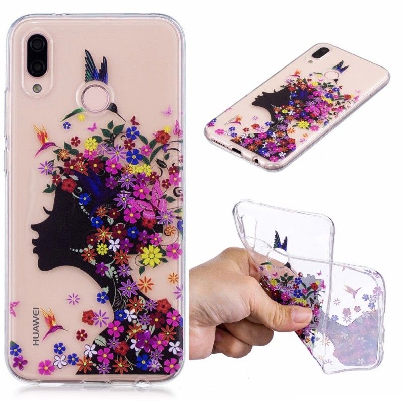 Coque Huawei P20 Lite Transparente Fille Fleurie