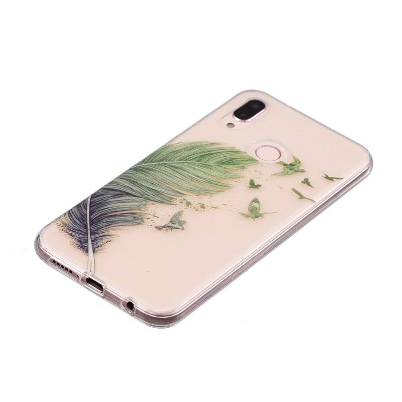 Coque Huawei P20 Lite Transparente Plumes Colorées