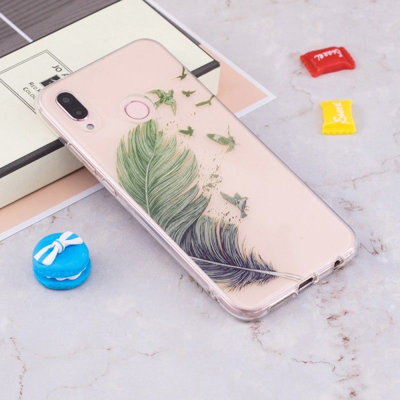 Coque Huawei P20 Lite Transparente Plumes Colorées