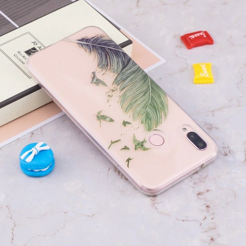 Coque Huawei P20 Lite Transparente Plumes Colorées