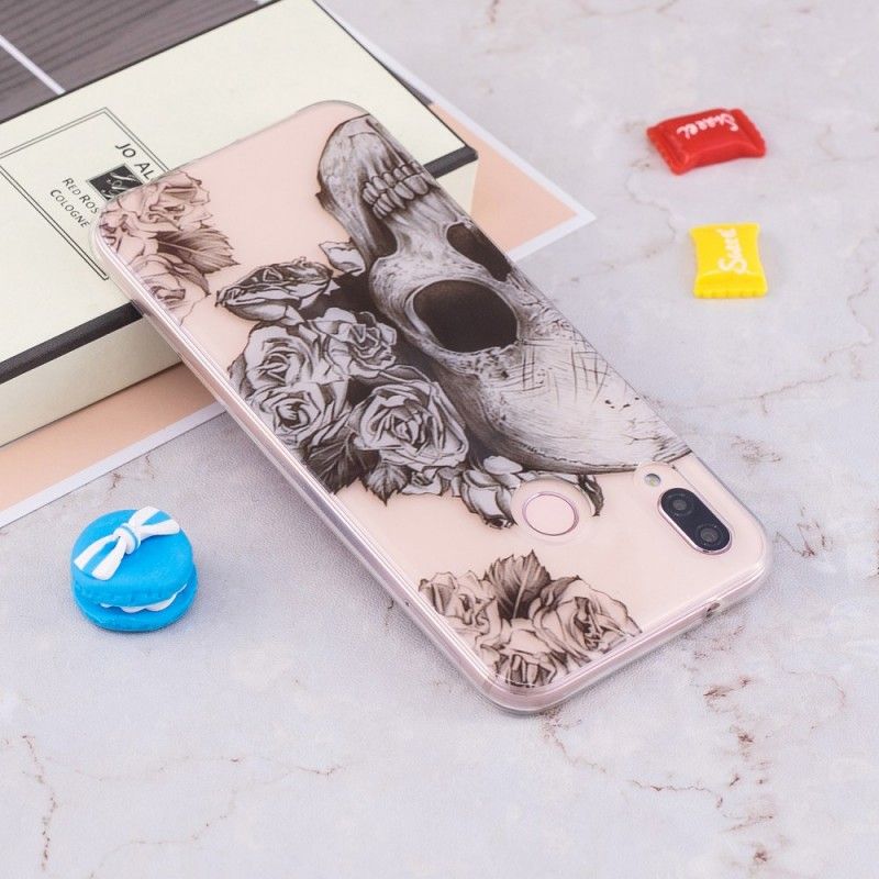 Coque Huawei P20 Lite Transparente Tête De Mort Fleurie