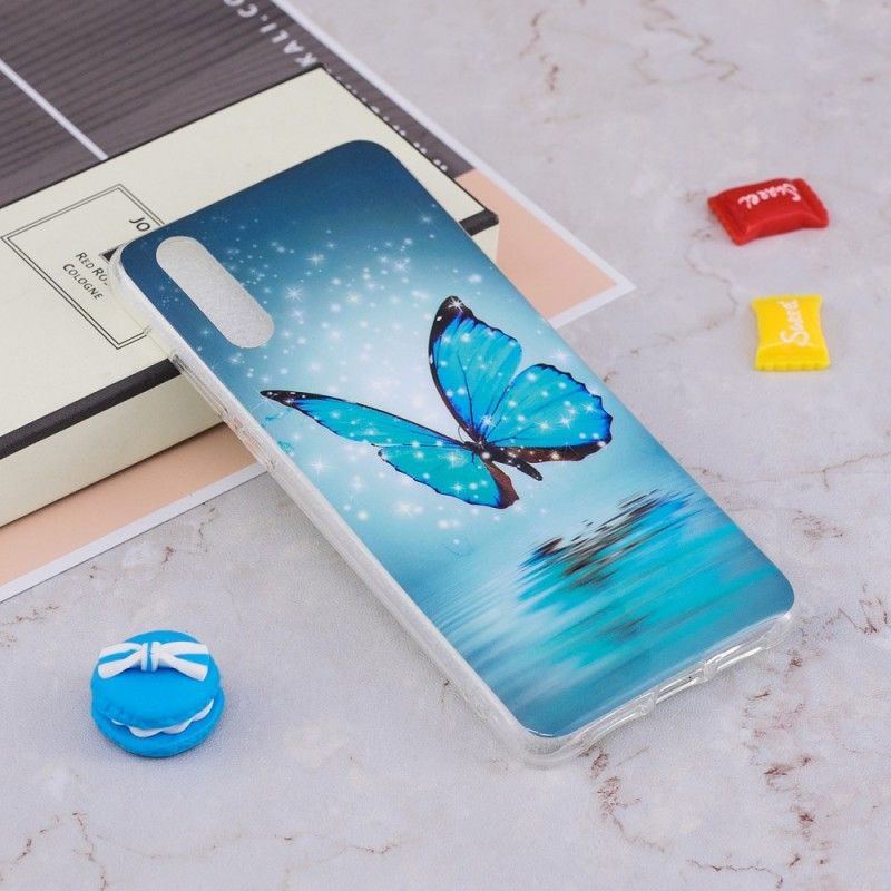 Coque Huawei P20 Papillon Bleu Fluorescente