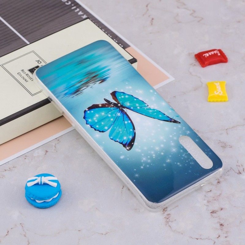 Coque Huawei P20 Papillon Bleu Fluorescente