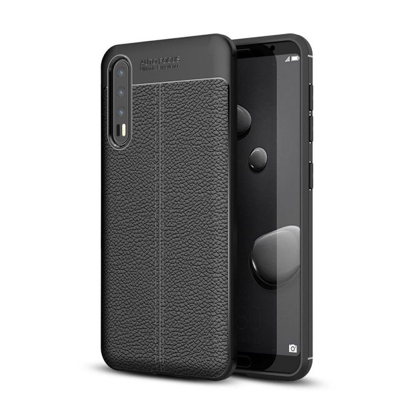 Coque Huawei P20 Pro Effet Cuir Litchi Double Line