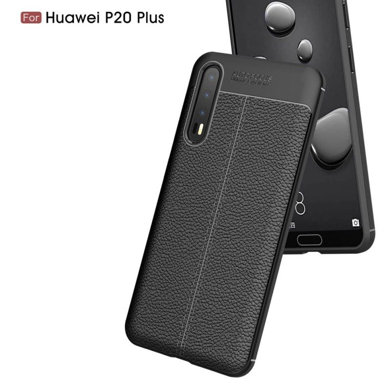 Coque Huawei P20 Pro Effet Cuir Litchi Double Line