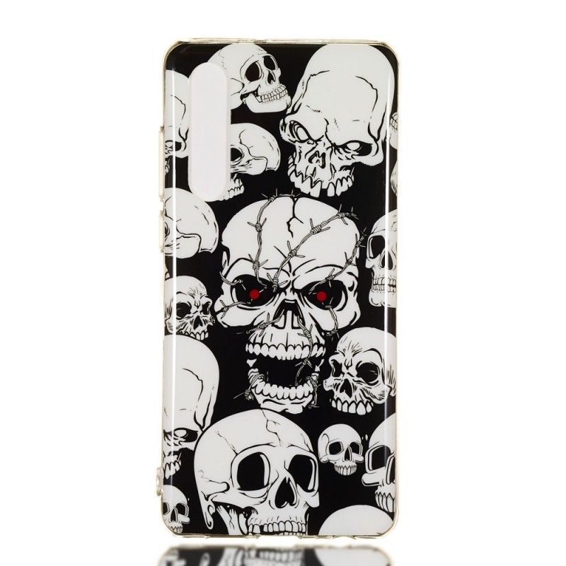 Coque Huawei P30 Attention Têtes De Mort Fluorescente