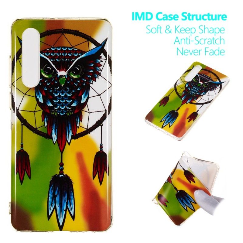 Coque Huawei P30 Attrape Rêves Hibou Fluorescente