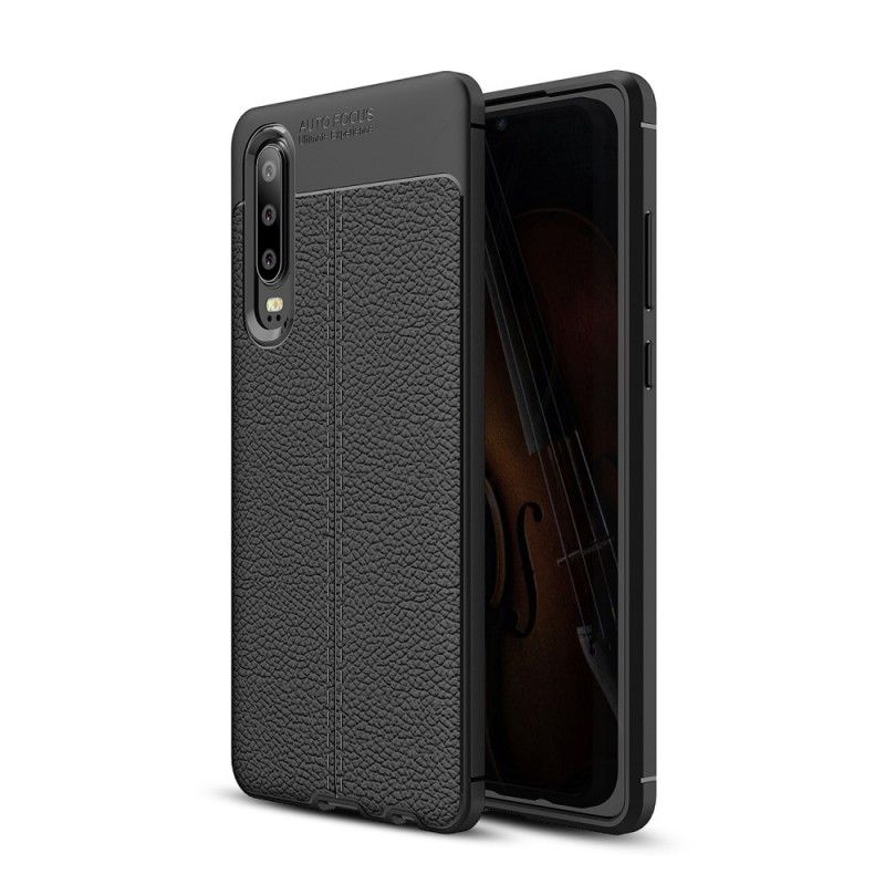 Coque Huawei P30 Effet Cuir Litchi Double Line