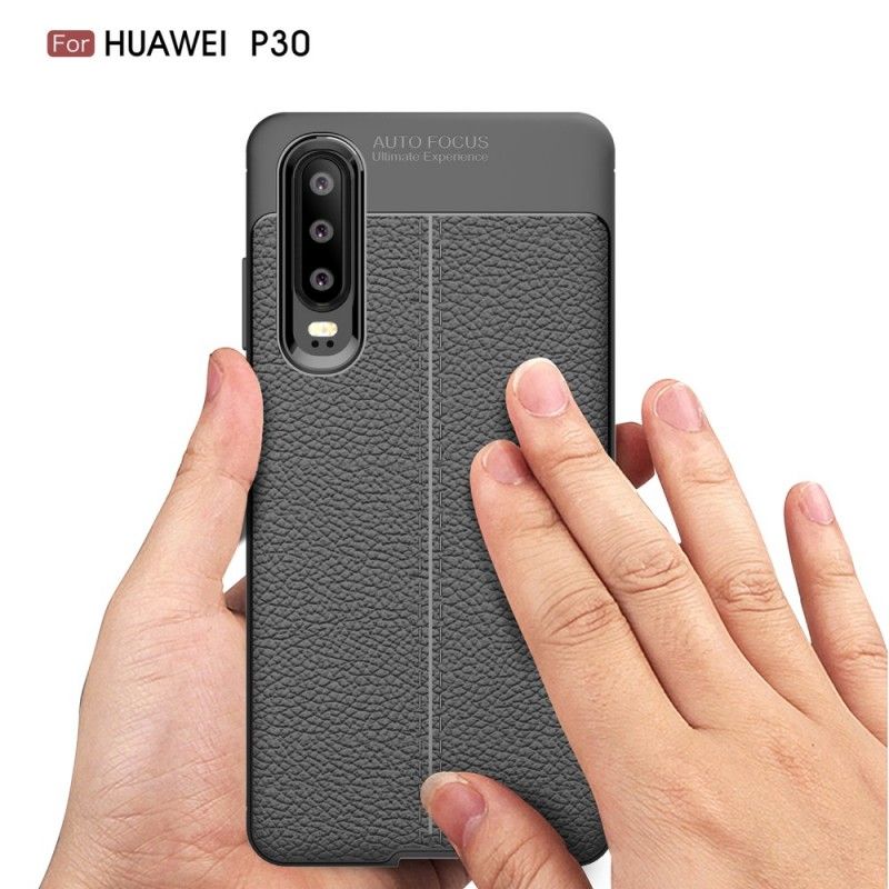 Coque Huawei P30 Effet Cuir Litchi Double Line