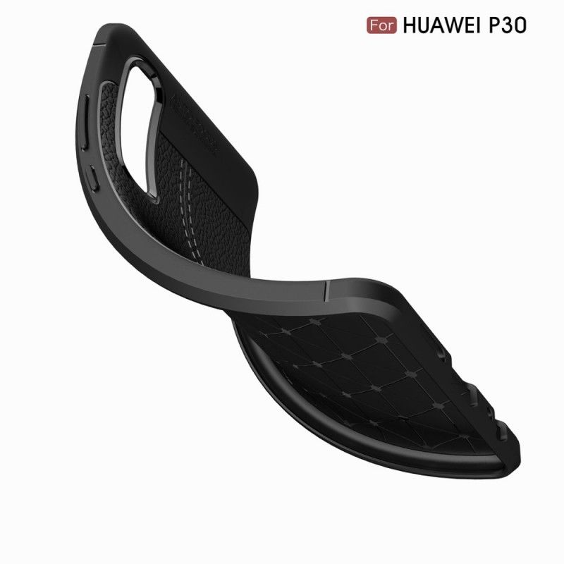 Coque Huawei P30 Effet Cuir Litchi Double Line