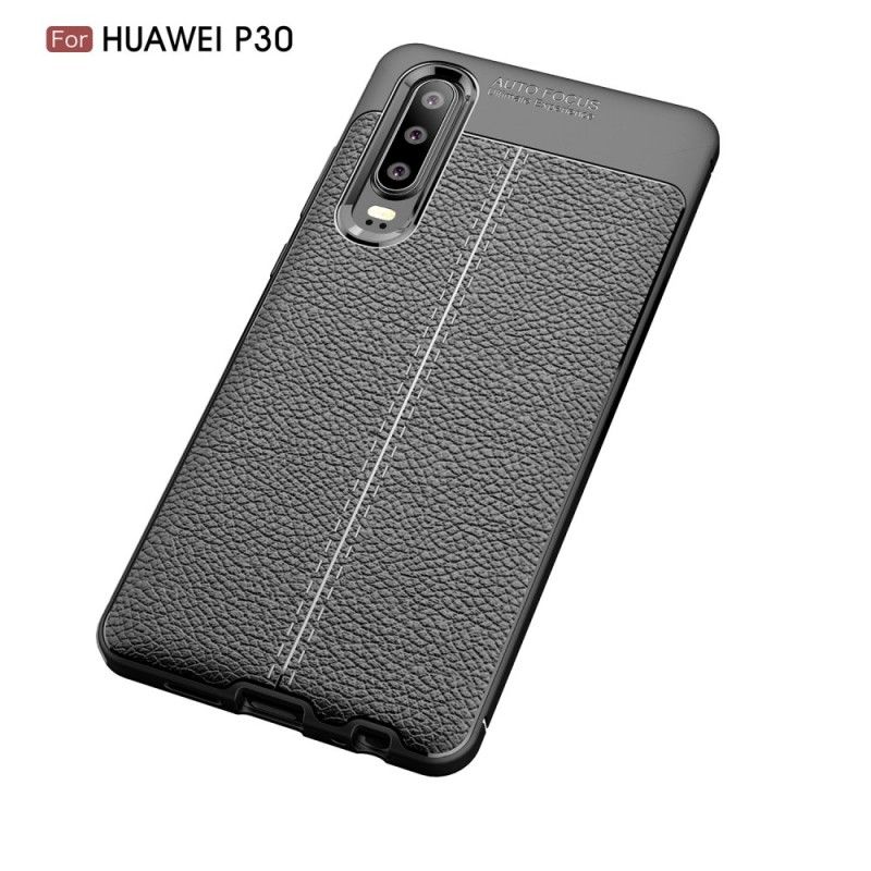 Coque Huawei P30 Effet Cuir Litchi Double Line