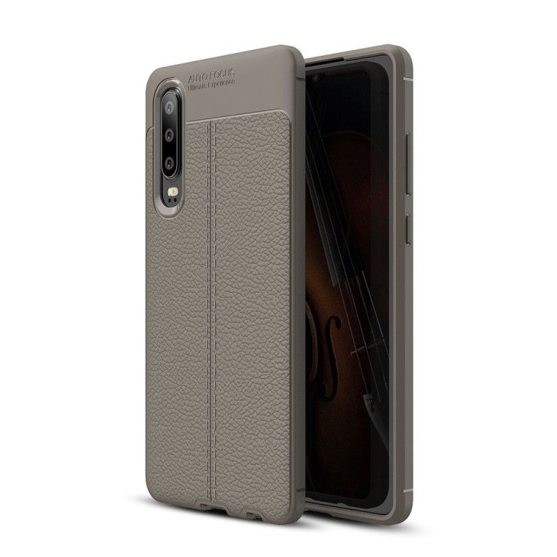 Coque Huawei P30 Effet Cuir Litchi Double Line