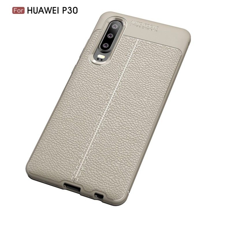 Coque Huawei P30 Effet Cuir Litchi Double Line