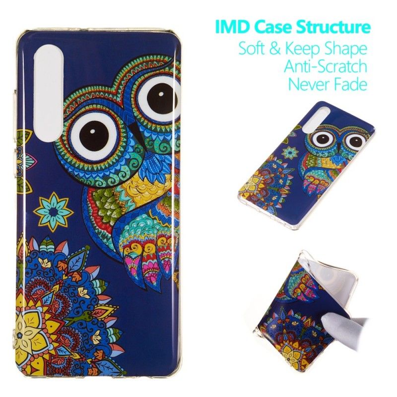 Coque Huawei P30 Hibou Mandala Fluorescent