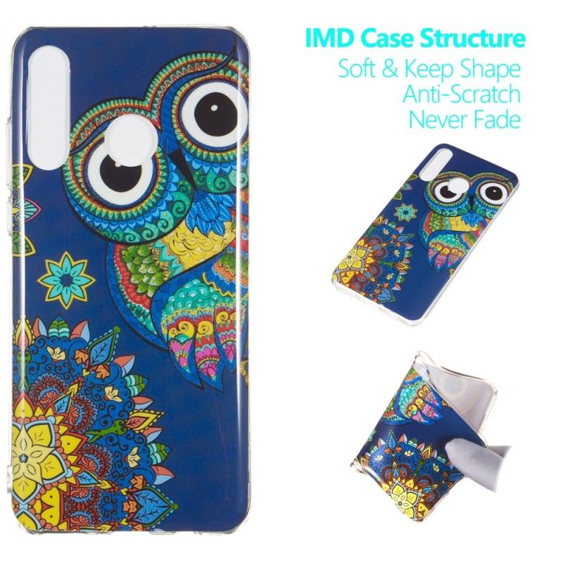 Coque Huawei P30 Lite Hibou Mandala Fluorescente