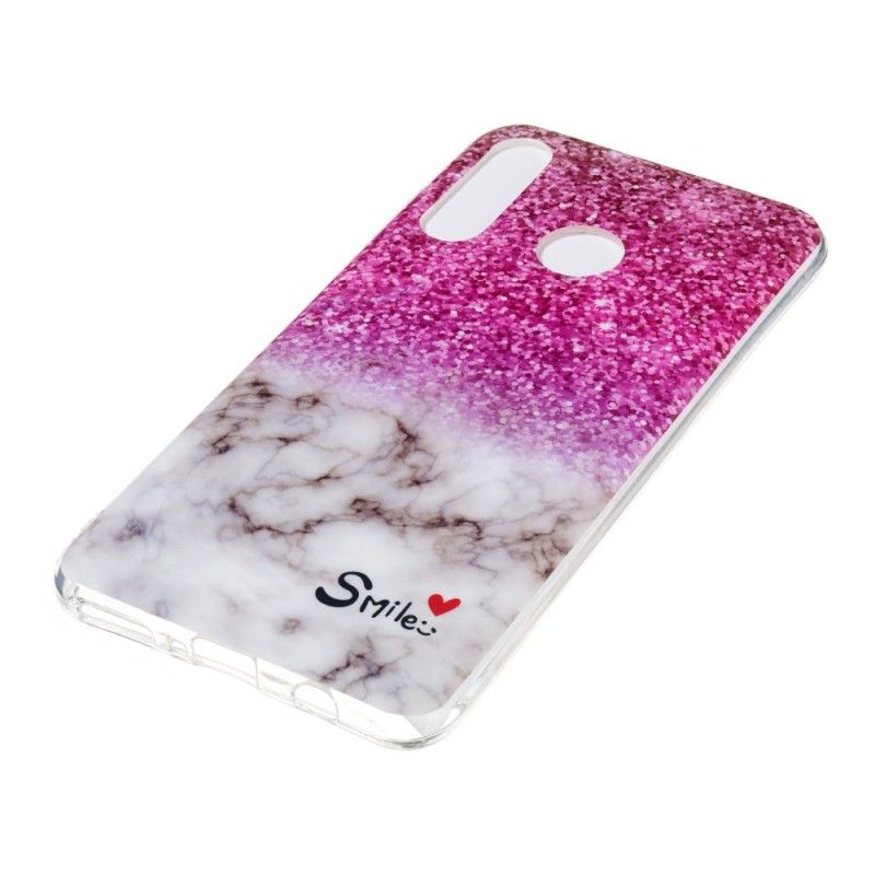 Coque Huawei P30 Lite Marbre Paillettes Et Smile